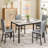5 Piece Dining Table Set For 4, Rectangle Faux Marble Dinette Set With 4 Upholstered Chairs For Kitchen, Breakfast Nook, Small Space-2070535237-2070535239