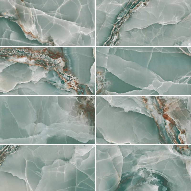 Riptide 24" x 48" Onyx Polished Porcelain Tile, Turquoise