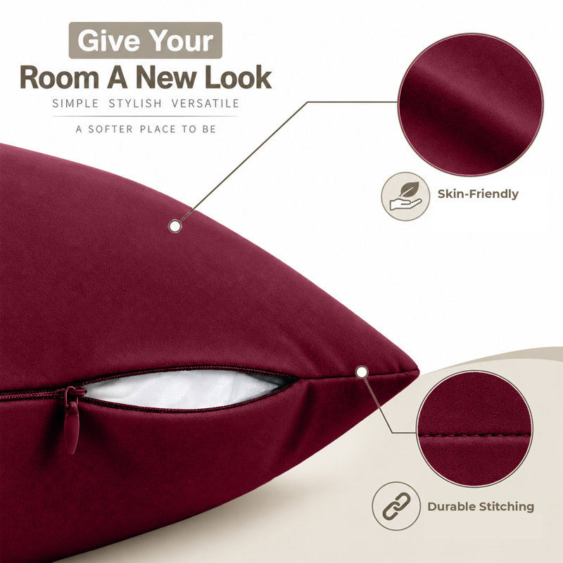 Soft Premium Microfiber Dyed Cushion Cover, BURGUNDY