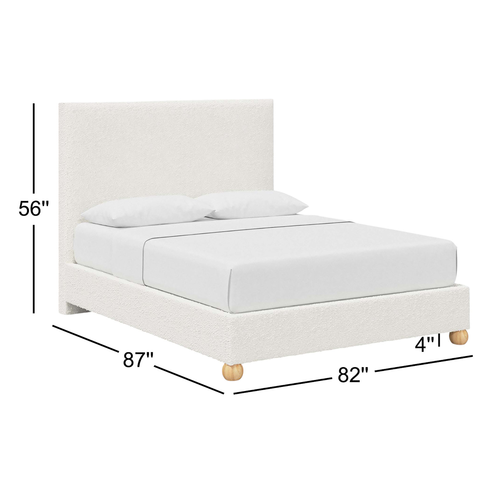 Benita Cotton Upholstered Bed, King, Classic Snow Boucle