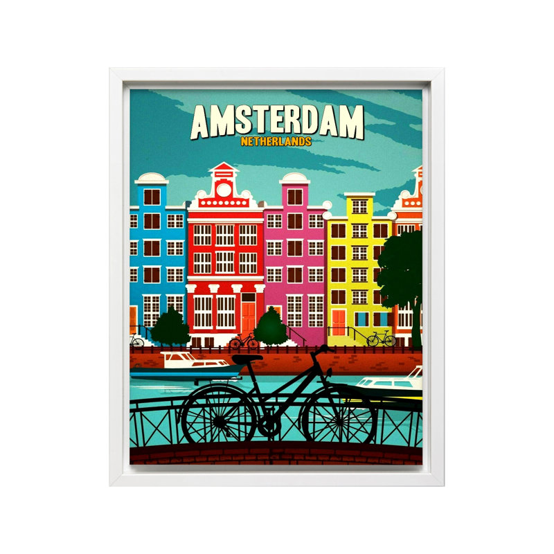 Amsterdam, Pays-Bas, Canevas, Encadrement blanc, H 11 po x l 14 po