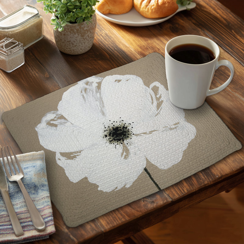 Abstract Color Splash Flower White Braided Polyester Placemat
