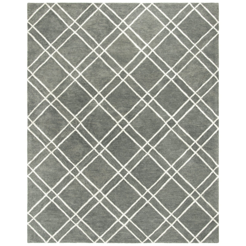 Milroy Hand Tufted Wool Geometric Rug, Rectangle 2' x 3'