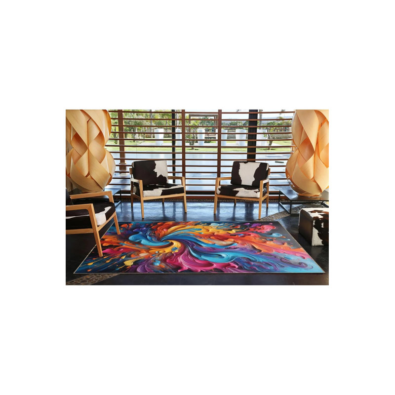 Tapis lavable Creative dans des tons arc-en-ciel, Rectangle 5 pi 2 po x 7 pi 7 po