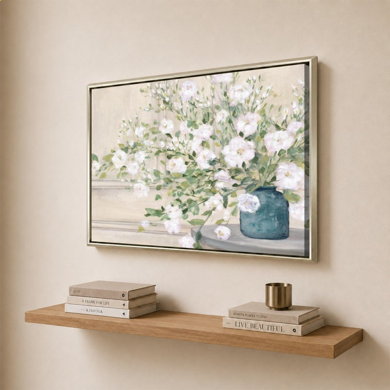 «White Bouquet» par Julia Purinton - Impression sur toile, H 28 po x l 40 po, Champagne