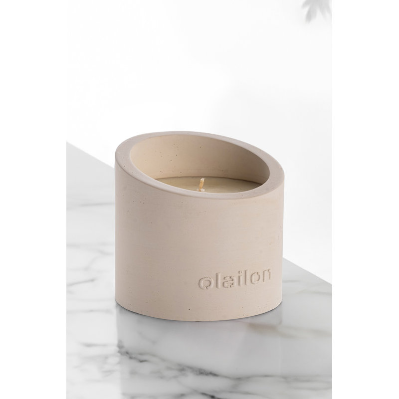 Bougie parfumée ambre élégante, contenant 100% béton, 3,3 po de diamètre x 3,1 po de hauteur | Mélange de paraffine et de soja | Couleur beige | Idéal pour la décoration intérieure, la détente et les cadeaux | Parfum durable
