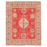 Tapis unique en laine noué à la main de style nouvel âge de 7 pi 2 po x 9 pi Ashfield - rouge / crème