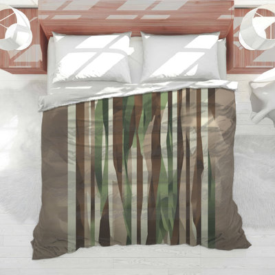 Abstract Green Brown Lines Comforter