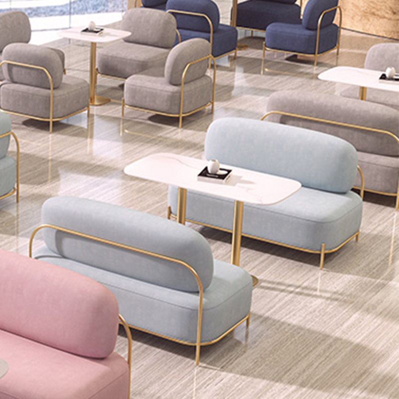 Banc rembourré en similicuir, Bleu clair