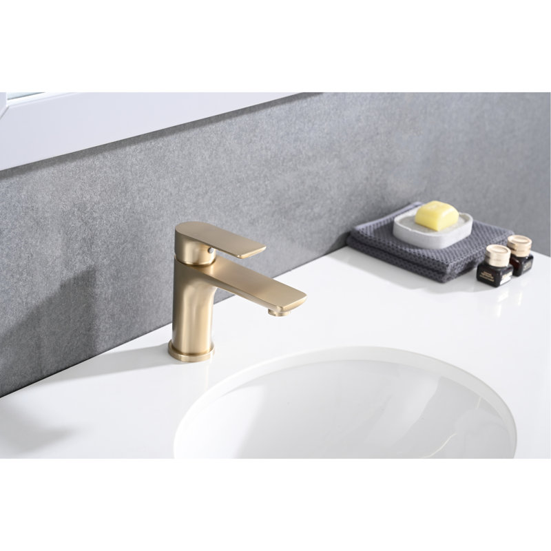 Single Handle Bathroom Lavatory Faucet - Brushed Gold Plating, Modern Style, Strong Brass, Ceramic Valve, Wall Mounted, Hot & Cold Switch Tap Design,