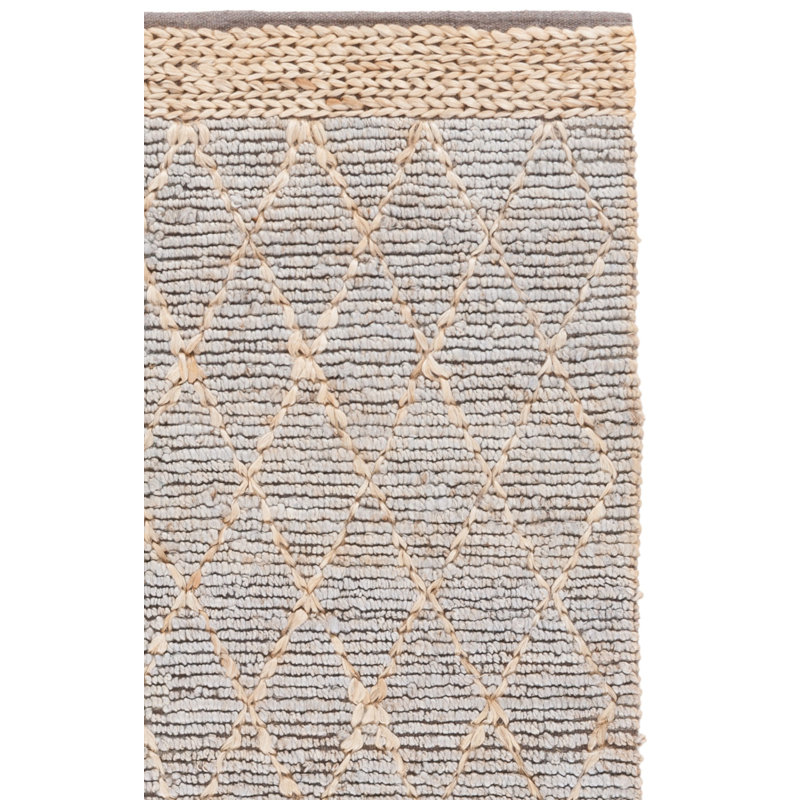 Tapis géométrique en jute / coton tissé à la main Alderman, Tapis de couloir 2 pi 6 po x 6 pi