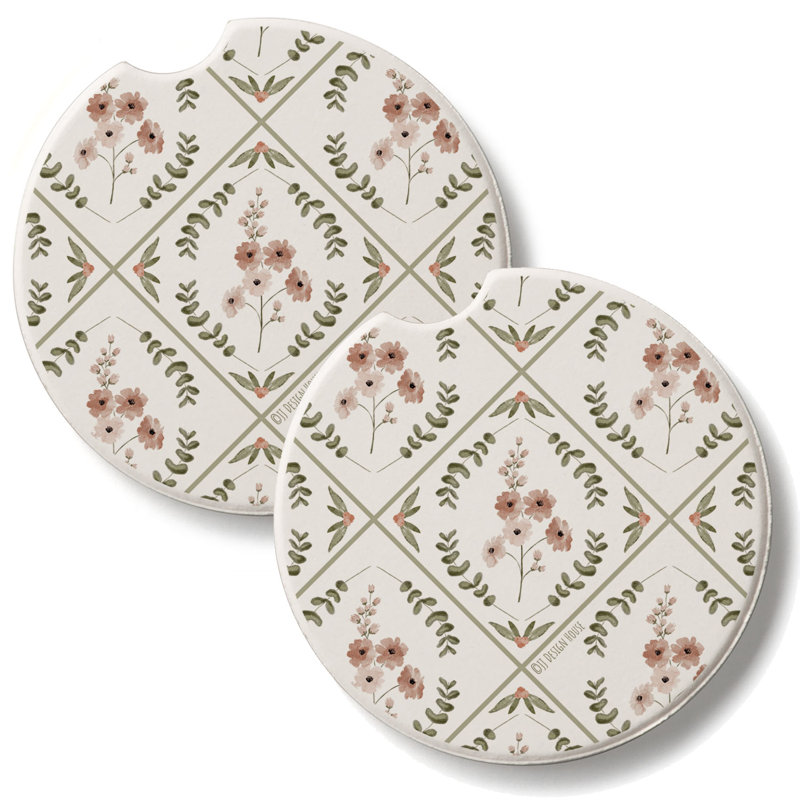 Ensemble de 2 sous-verres de voiture en pierre Wildflowers