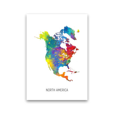 North America Watercolour Map by Michael Tompsett - Print