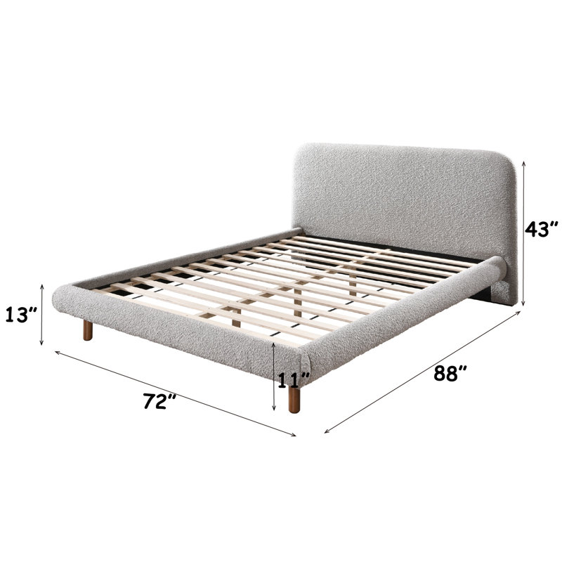 Cleo Gray Boucle Queen Bed