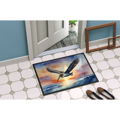Pelican Fyling at Sunrise Doormat