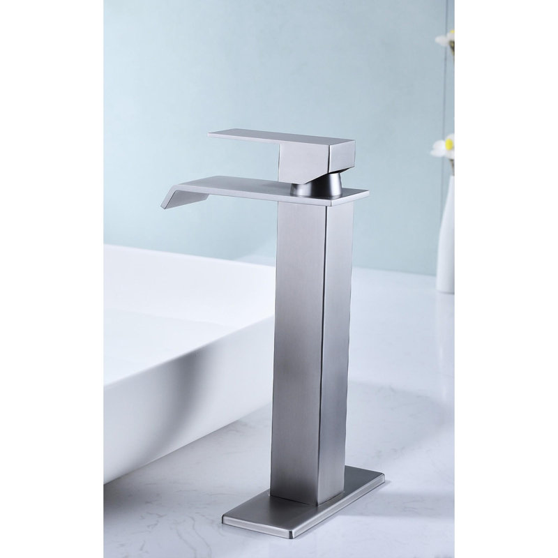 Robinet de lavabo de salle de bain à une poignée, Nickel brossé