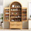 Armoire de rangement 72 po avec 2 tiroirs, armoire de rangement moderne cannelée de style Mid-Century avec 8 tablettes réglables-130021996