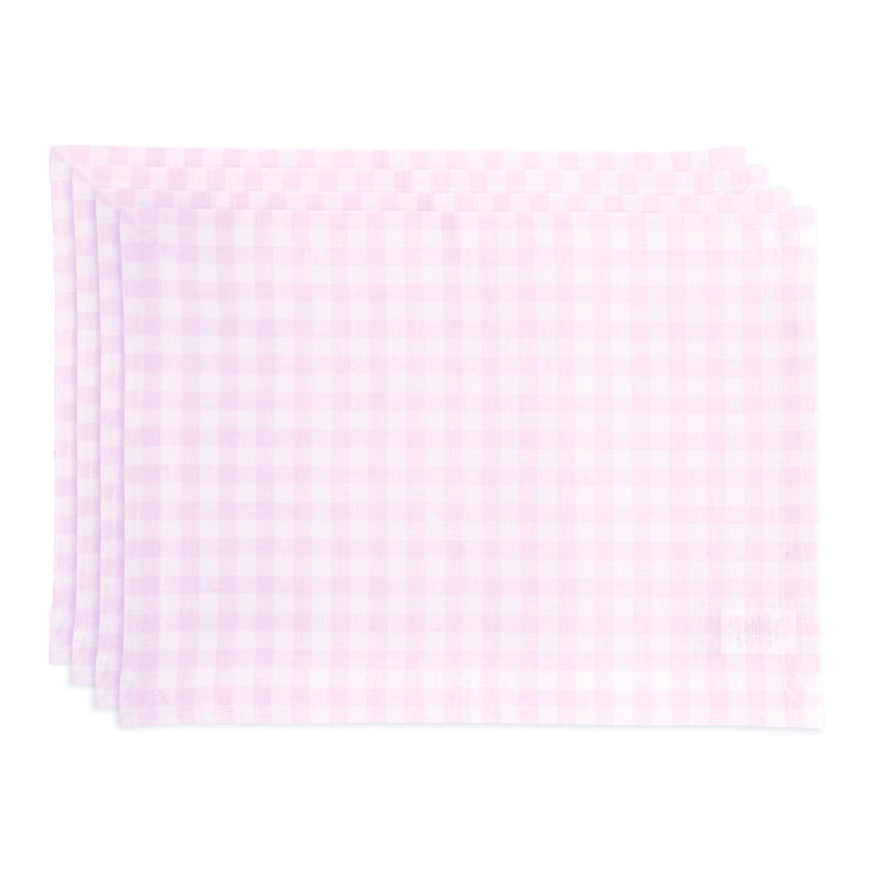 Marshmellow Pink Gingham Linen Placemats Set of 4