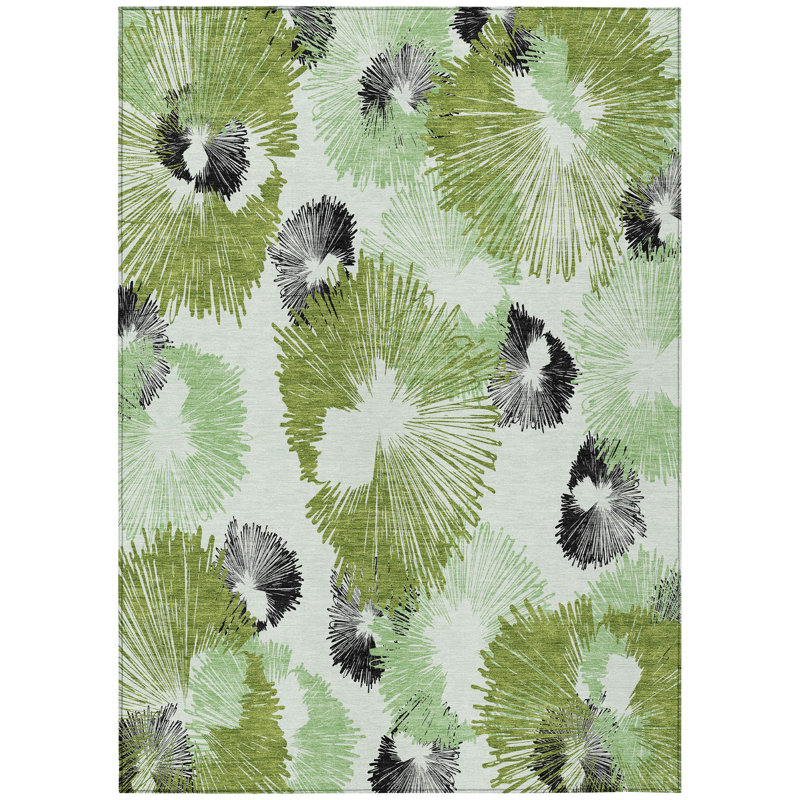 Machine Washable Indoor/Outdoor Colman ACN2132 Floral Rug, Rectangle 5' x 7'6"