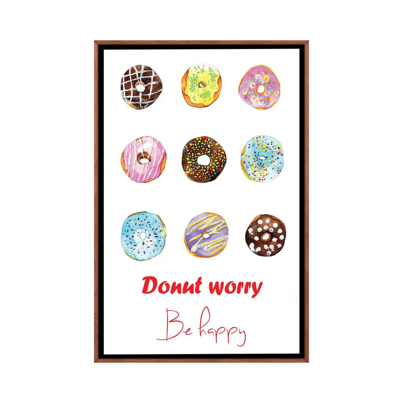 « do not inquiéter be happy »-impression sur papier, H 40 po x l 26 po x P 1,5 po, Toile avec cadre en bois classique