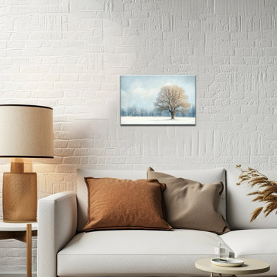 «Snowy Tree Winter Landscape», reproduction d'art sur toile givrée pour la chambre à coucher, grandes affiches de peinture sur toile 28 x 40 po, œuvre d'art moderne de scène d'hiver 12 x 16 po