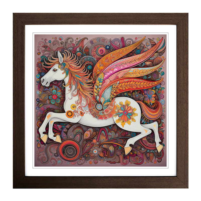 Pegasus Paisley Art - Framed Print, Walnut