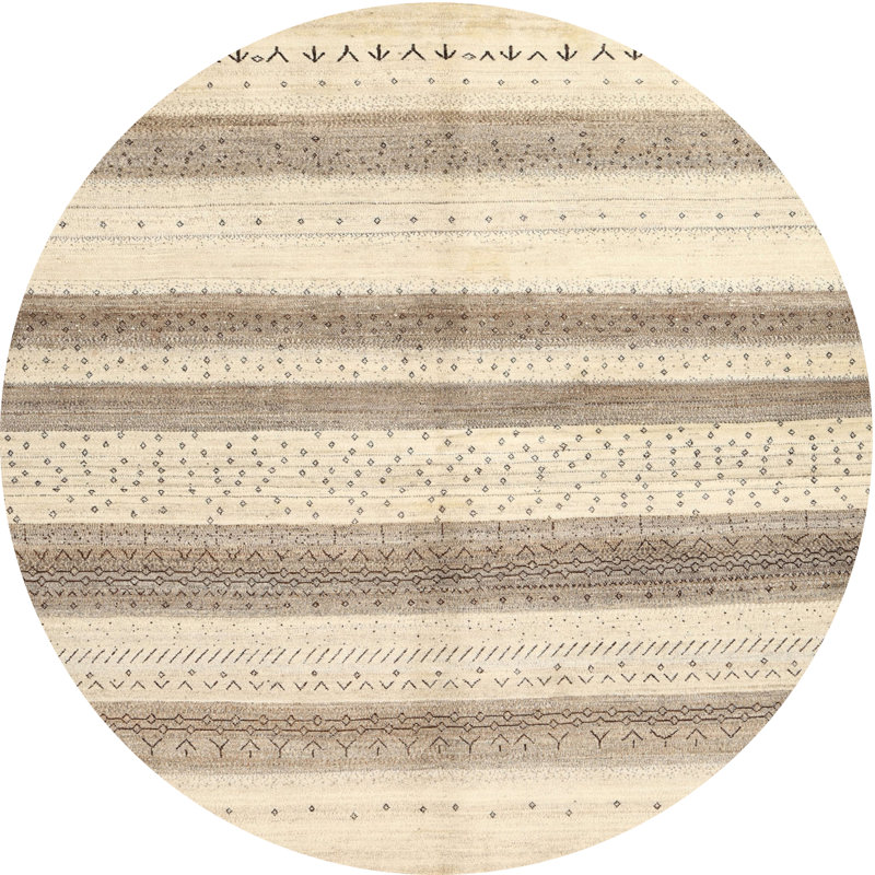 Tapis brun/beige/noir contemporain, Rond 8 pi