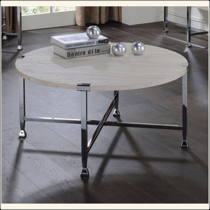 Table basse ronde avec cadre en métal