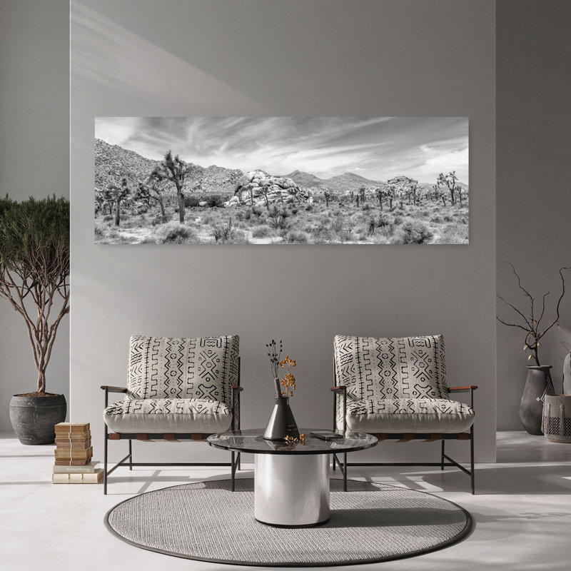 Joshua Tree Desert, paysage abstrait contemporain, montagne, art mural, H 20 po x l 60 po