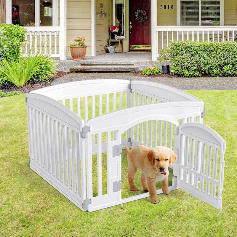 Clôture pliante ajustable pour chien pour petits et moyens chiens, Blanc