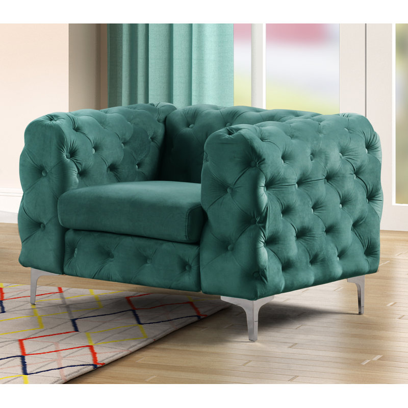 Graford Velvet Armchair, Jade Green