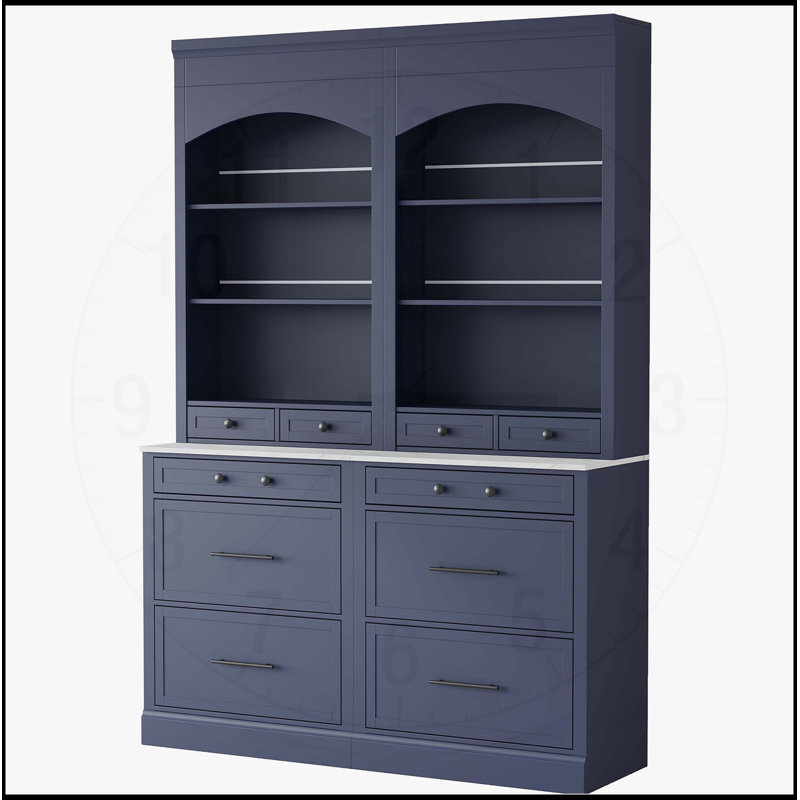 Armoire autoportante haute de 83,7 pouces de hauteur avec plateau supérieur et 5 tiroirs de rangement, ensemble de 2, bleu