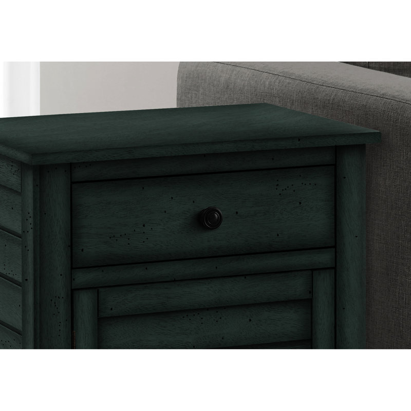 Table d'appoint en bois massif bleu antique +, option de rangement spacieux avec finition en placage transitionnel