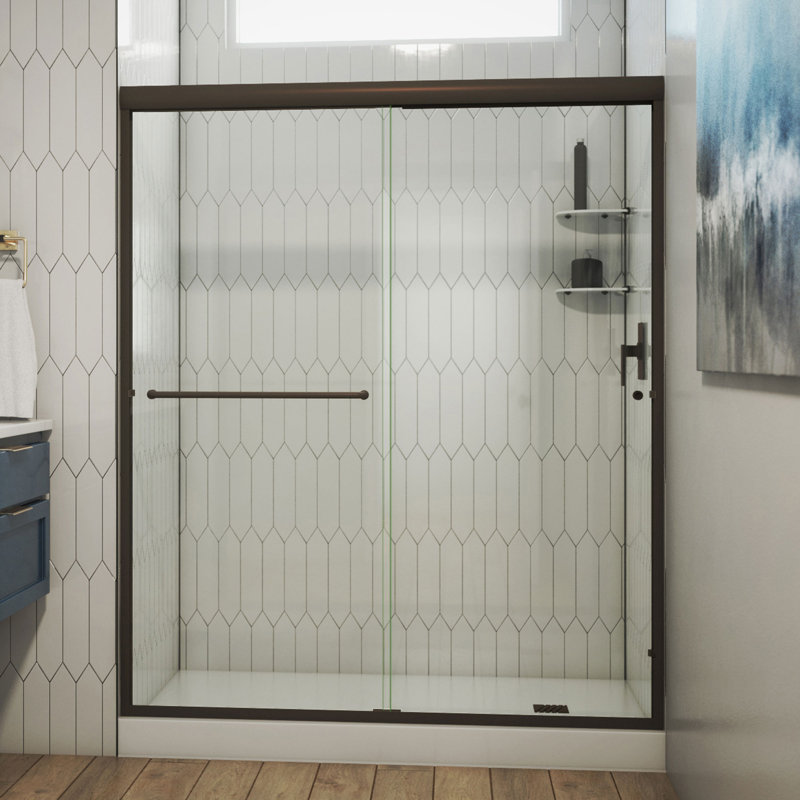 DreamLine Alliance Pro 56 - l 60 po x H 70 3/8 po Bypass semi-sans cadre bronze huilé, Clair, Bronze huilé, 70.375"