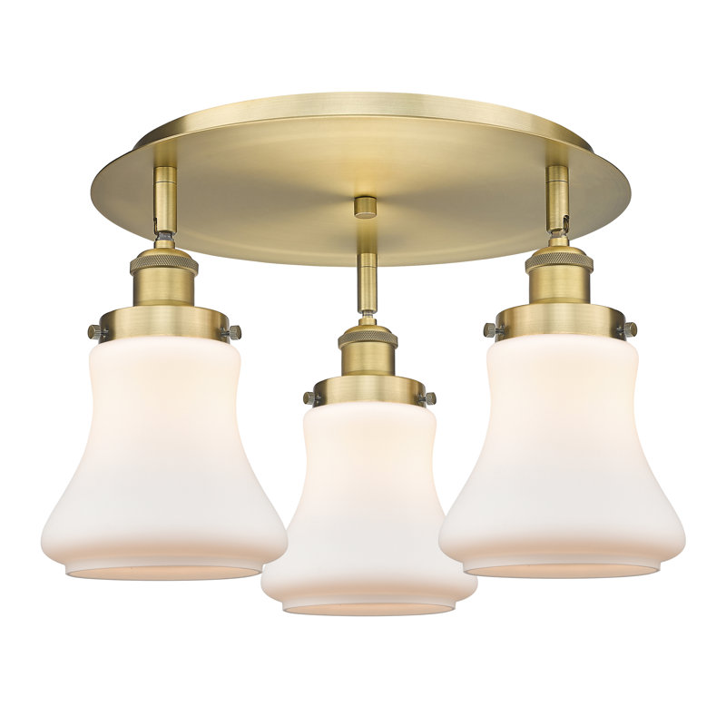 Bhanupriya Glass Flush Mount, Matte White, Brushed Brass