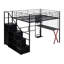 Full Size Metal Loft Bed With Built-In Work Station, Wardrobe, Storage Staircase And LED, Black