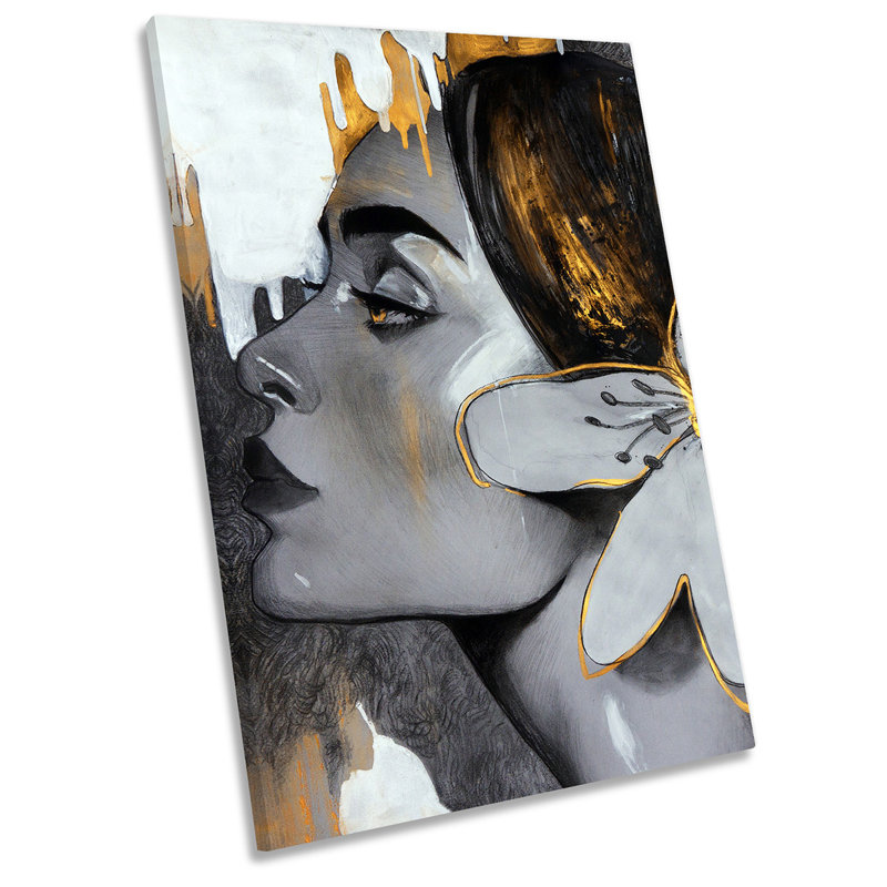 Woman Beauty Floral - Wrapped Canvas Painting, 121.9cm H x 81.3cm W x 4cm D