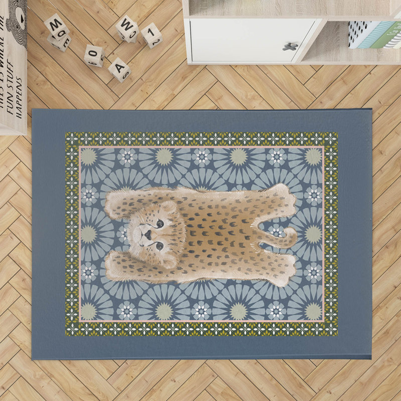 Lil Lying Leopard Tile Kids Play Mat, Slate, Rectangle 3' x 5'