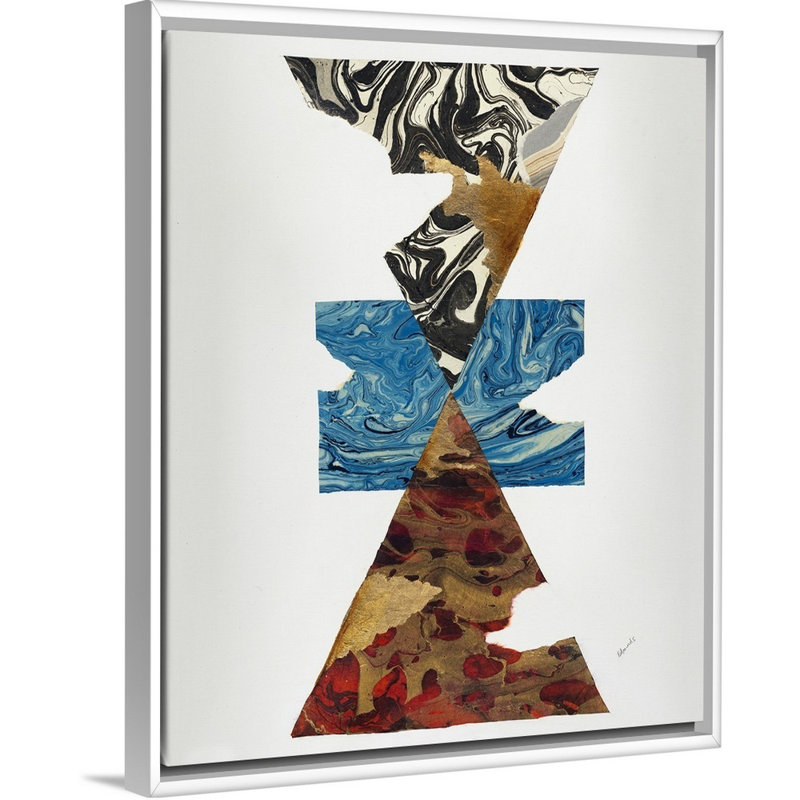 « infinite poursuite v », peinture sur toile, H 15,7 po x l 12,7 po x p 1,75 po, Cadre flottant blanc