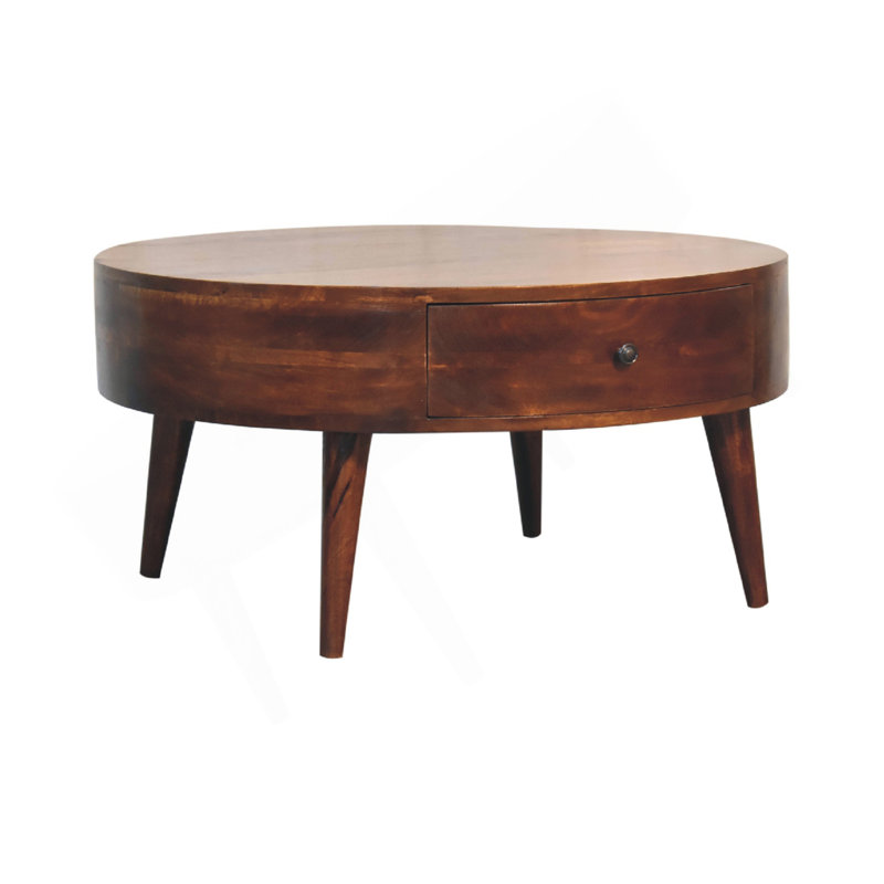 Table basse Wood Odyssey, 2 tiroirs, pieds nordiques, brun
