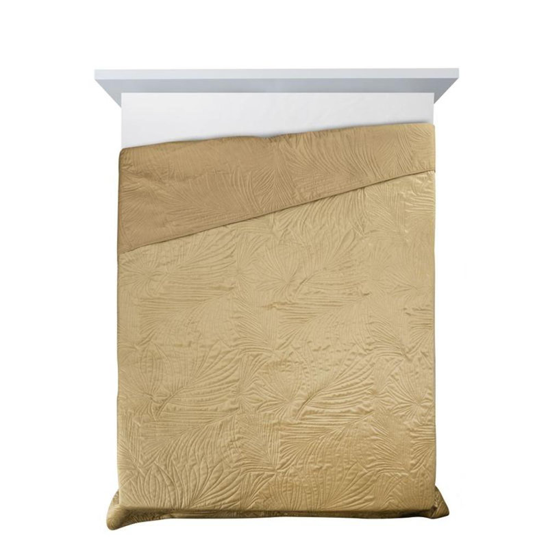 Preble Polyester No Pattern Bedspread, Beige, W200 x L220cm