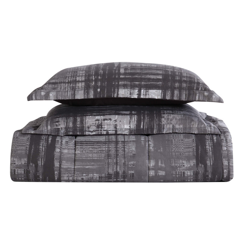 Ensemble d'édredon en microfibre Camden, Édredon pour lit simple TG + 1 taie décorative, Gris