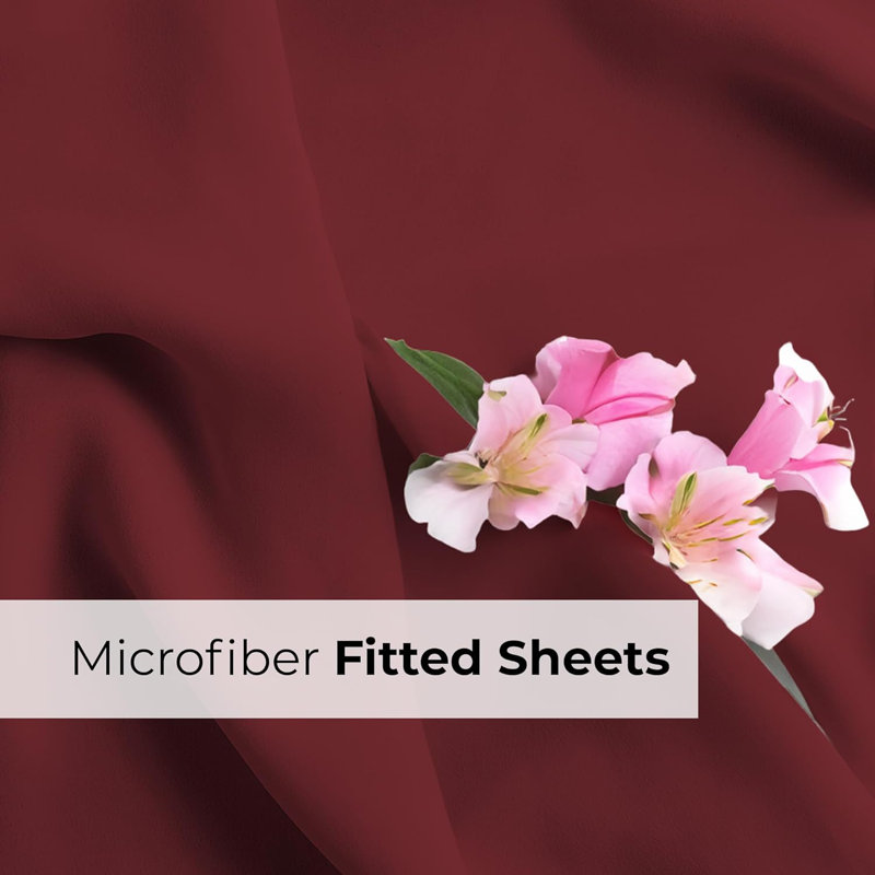 Extra Deep Pocket Fitted Sheet Only, Cooling & Breathable Bed Sheet, Soft, Fits 18–24 Inch Mattress, Burgundy, Full
