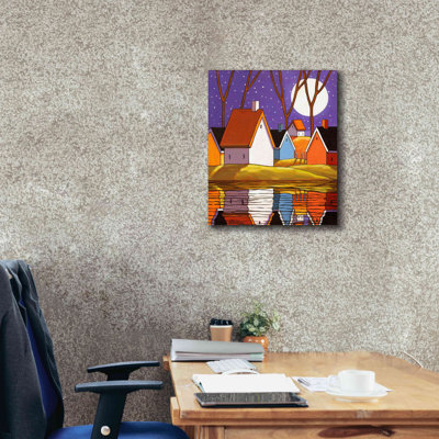 «Purple Sky and Stars Cottage» par Cathy Horvath-Buchanan, art mural sur toile