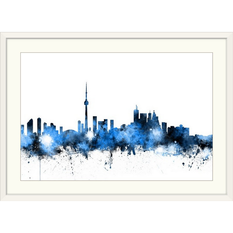 «Toronto Canada Skyline» par Francy, impression, Cadre blanc, H 20 po x l 26 po x P 1 po