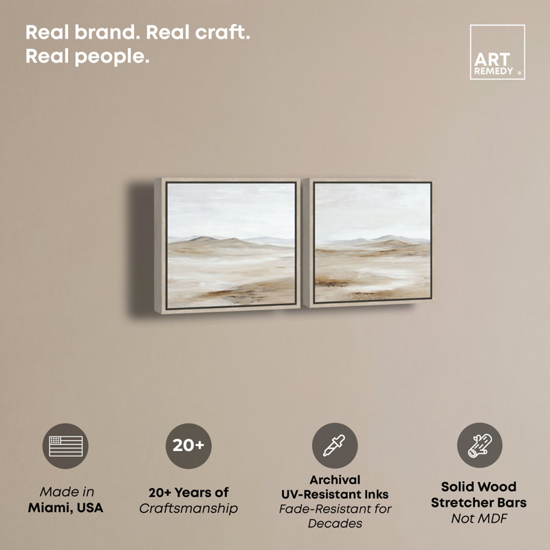 «Free Hills Duo», ensemble de décorations murales Boho par Art Remedy, cadre en chêne naturel, 12 x 12, H 13 po x l 13 po
