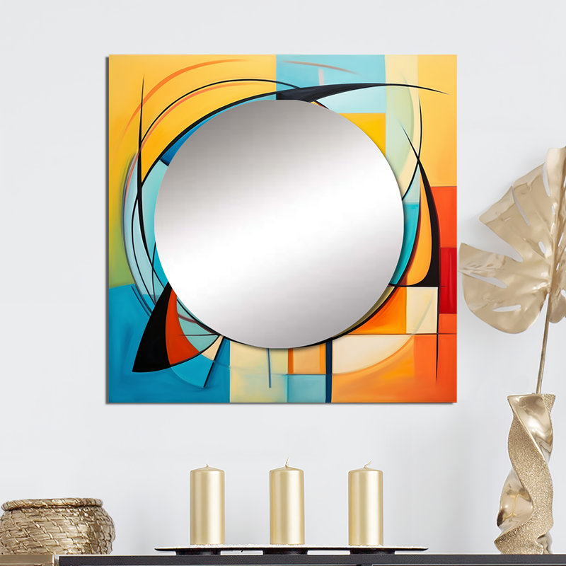 Rickesha - Miroir abstrait à carreaux, 29 po x 29 po