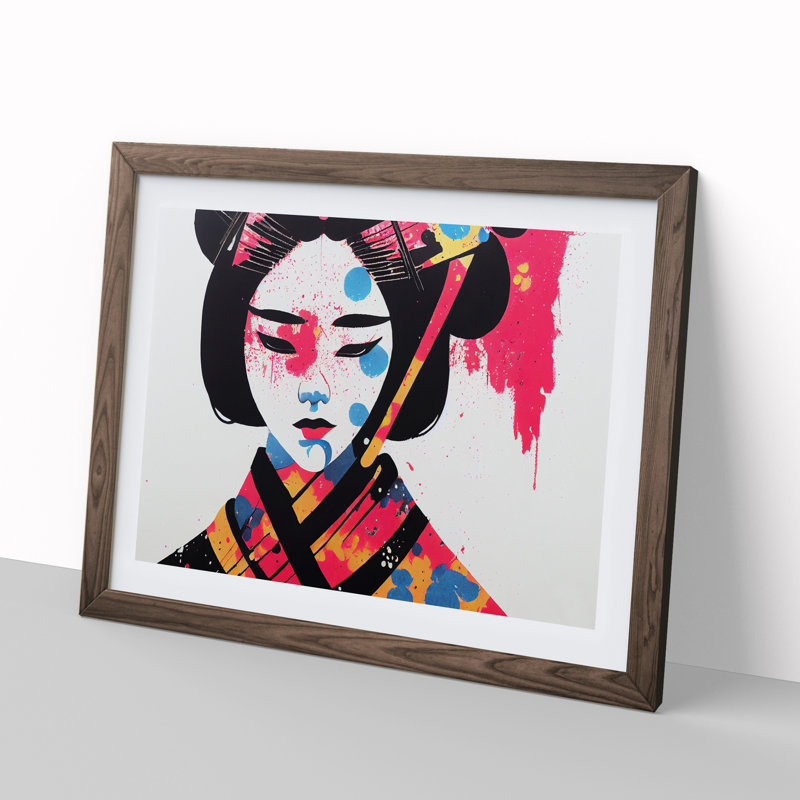 A Splashed Geisha Vol.3 Abstract - Single Picture Frame Print, 46cm H x 64cm W, Walnut