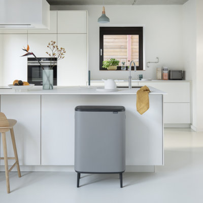 Brabantia Bo Touch Top Hi Dual Compartment Recycling Trash Can, 2 x 8 Gallon (2 x 30 Liter)