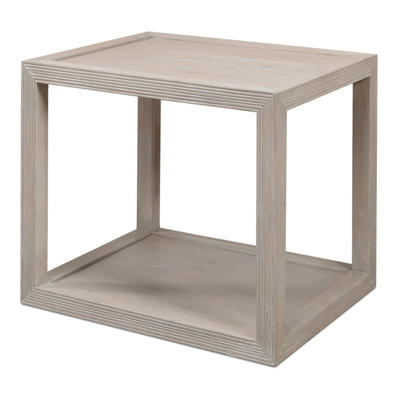 Sarreid Ltd Light Brown Solid Wood Rectangular End Table